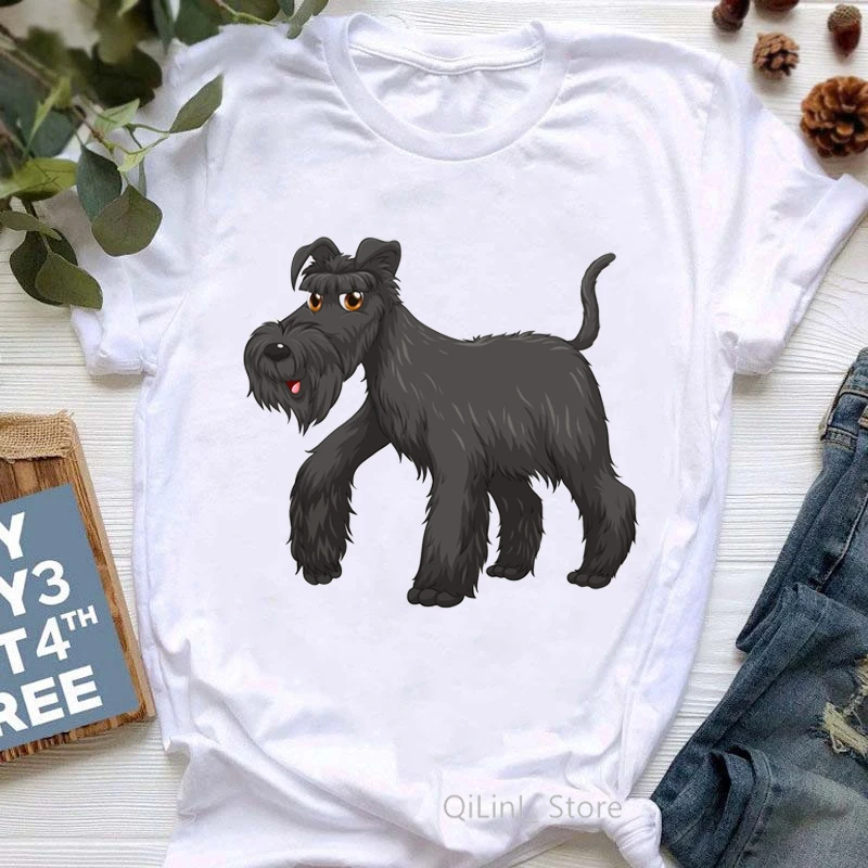 Funny Schnauzer Graphic T Shirts Women Summer White Short Sleeve Casual T-Shirt Ladys Girls Dog Lover Gift y2k aesthetic tops