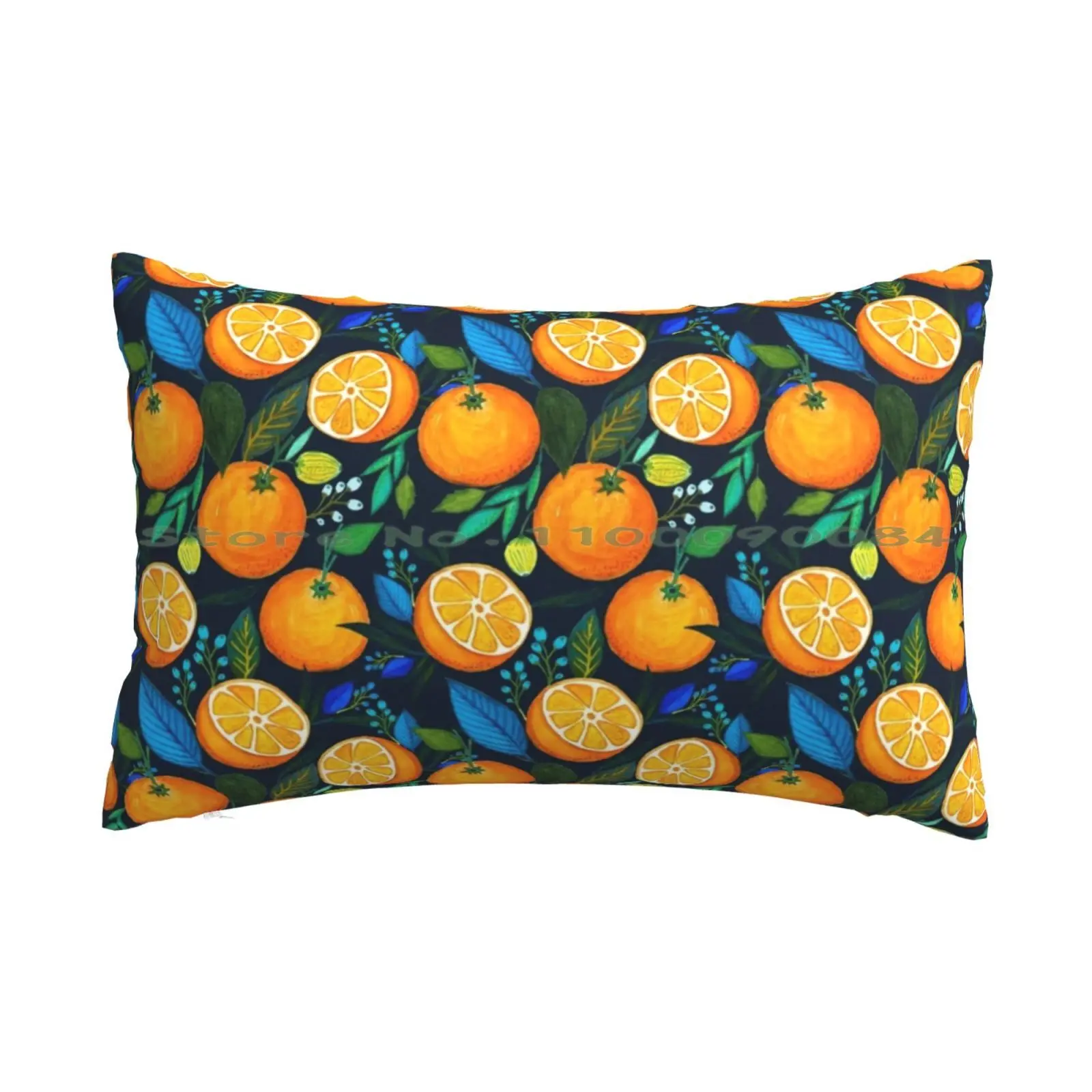 Orange Bloom Pillow Case 20x30 50*75 Sofa Bedroom Vitamin Fruit Citrus Disc Eat Orange Delicious Healthy Kitchen Refreshing