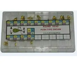 619PCR Assortment of Round Head Push Type Watch Crown 3.5mm to 5.0mm Diameter Steel Watch Pusher 2.5mm 2.01mm 2.52mm Tip