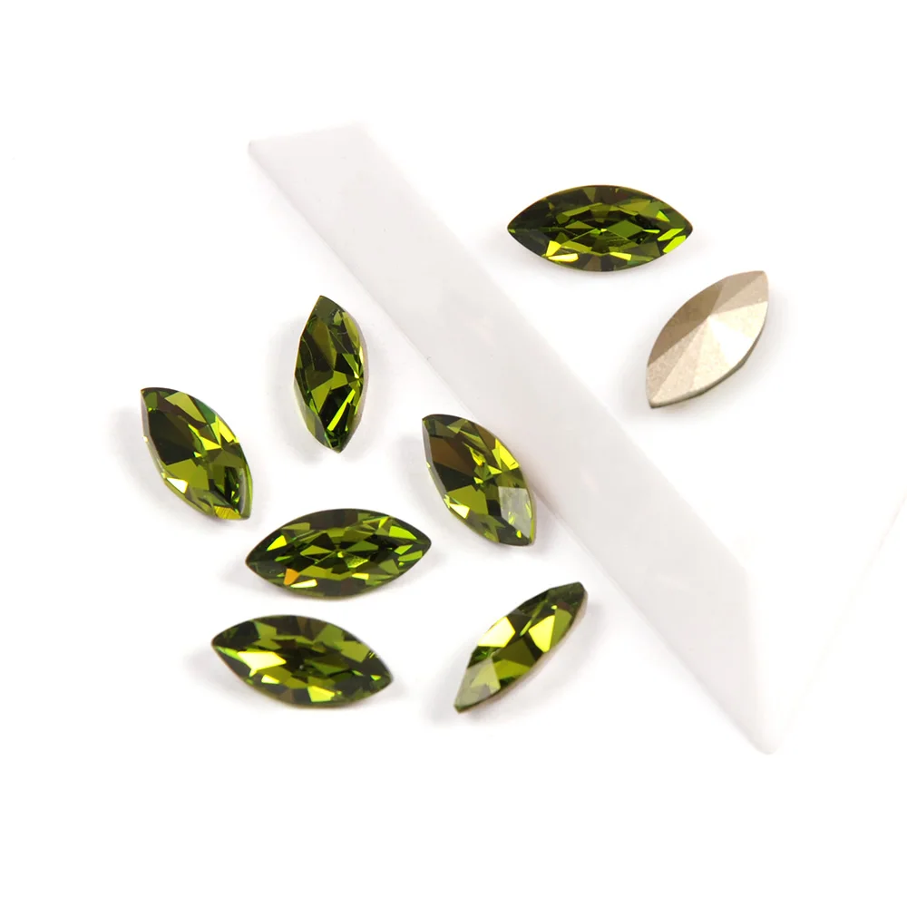 Olivine K9 Loose Fancy Crystal Rhinestones DIY Clothing Accessories Horse Eyes Sewing Garment Decorative Glass Beads Stones