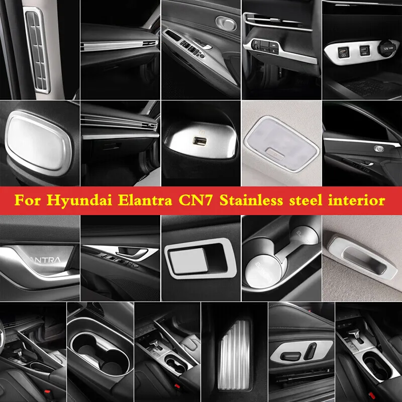 For Hyundai Elantra CN7 2020 2021 stainless steel Matte silver Window Armrest Switch Button Knob Panel Car Styling Accessories