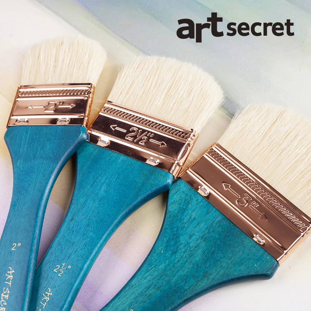 ArtSecret Paint-Brush Bristle Blue Handle Stainless Ferrule Scrubbing Art Painting Tool For Professional Painter 4504