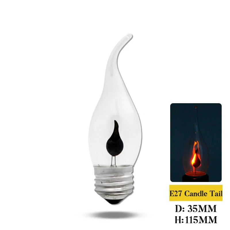 Vintage Edison E14 E27 Led Lamp Kaarslicht Vlam Effect Lamp 3W AC220V Thuis Voor Decor Verlichting Ampul kaars Lamp