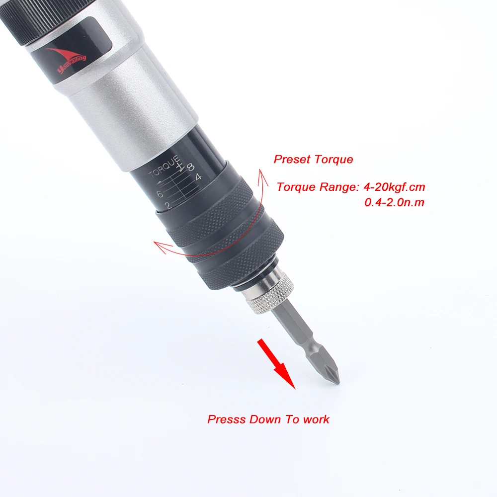 YOUSAILING 1/4 6.35mm Automatic Pneumatic Preset 2n.m Torque Screwdriver  Clutch  Screwdrivers High Quality