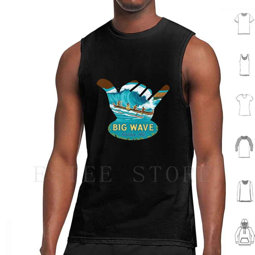 Big Wave Shaka Tank Tops Vest Cotton Brewing Aloha Beer Drinking Beverage Shaka Surf Hawaii Wave Big Wave Alc Ale Surfing