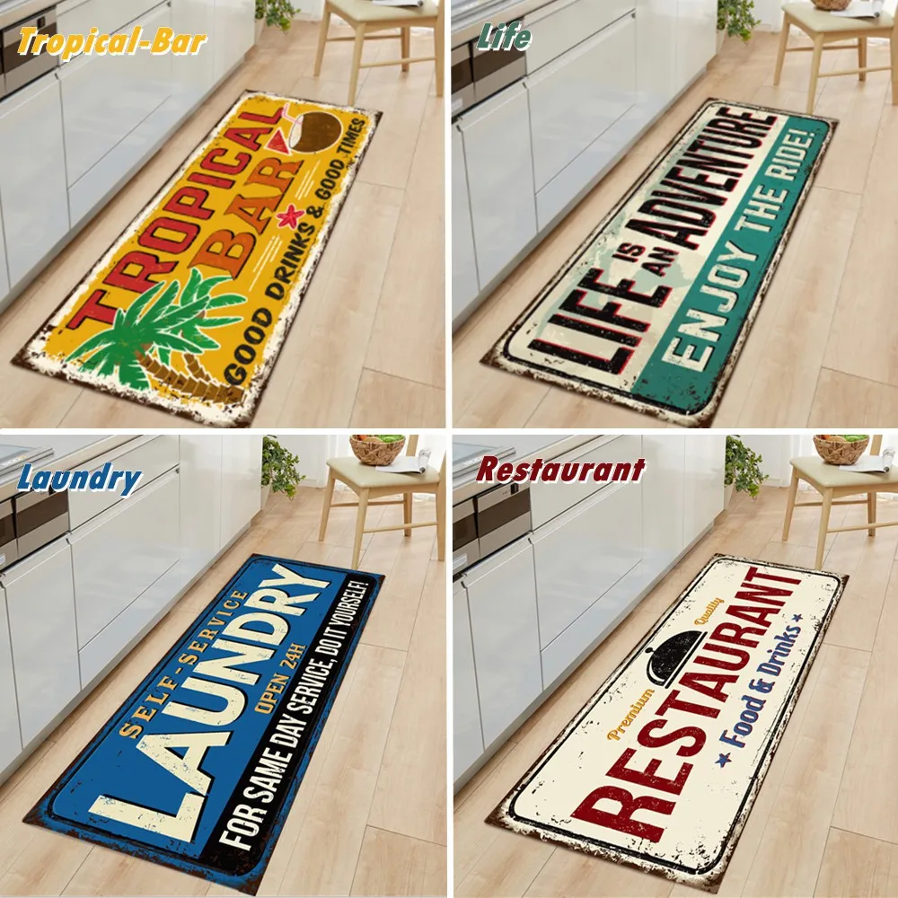 

WUJIE "Tropical Bar" Pattern Kitchen Rug Anti-slip Balcony Mats Non-Slip Carpets for Living Room Door Mat Entrance Home Decor