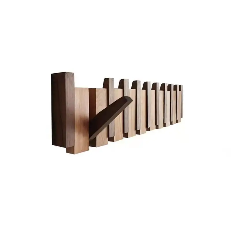 Walnut and Beech Hidden Decoration Wall Hanging Row Hook Hanger Imitation Piano Button Design Doorway Coat Rack Minimalist