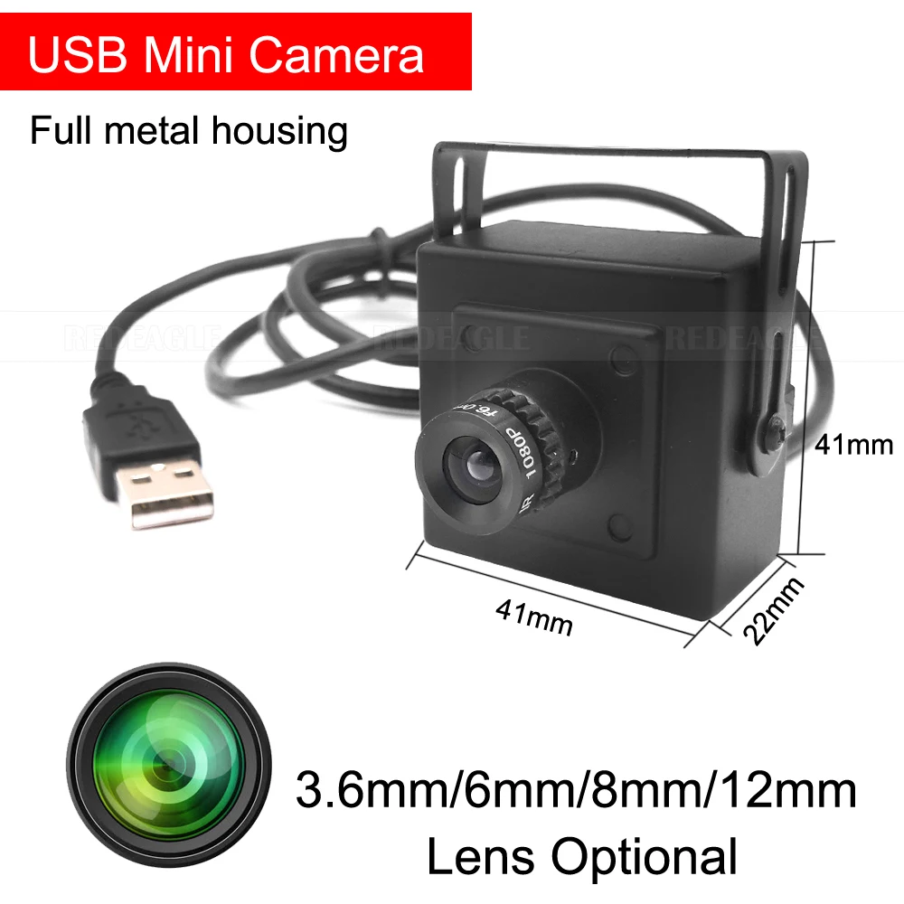 REDEAGLE HD 2MP Mini USB Webcam OV2710 Sensor 30fps High Speed 1080P UVC OTG USB2.0 Box Security Video Camera With 6mm 12mm Lens