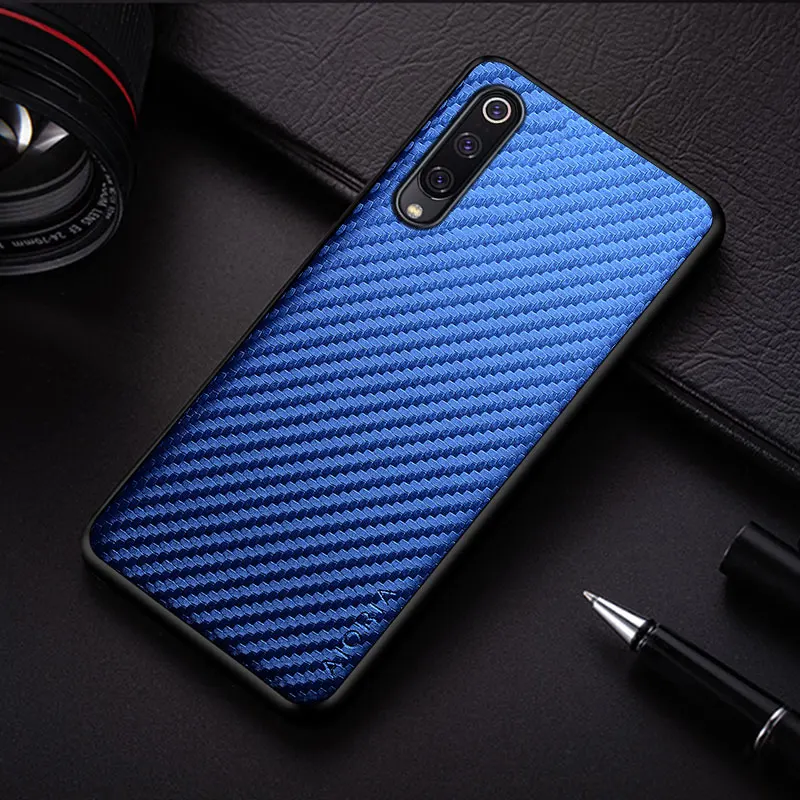 Carbon Fibre texture Phone Case for Xiaomi Mi 9 Lite SE Fashion Design Soft Back Cover Coque for Xiaomi Mi 9 Case