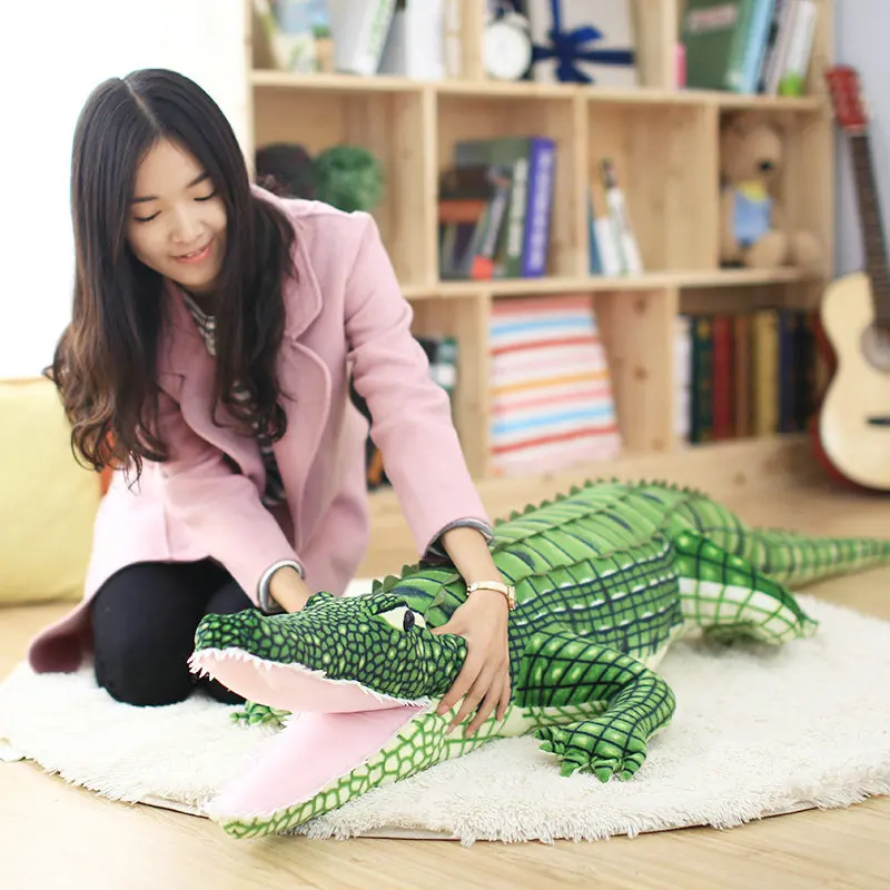 105/195cm Stuffed Animal Real Life Alligator Plush Toy Simulation Crocodile Dolls Kawaii Ceative Pillow Xmas Gifts