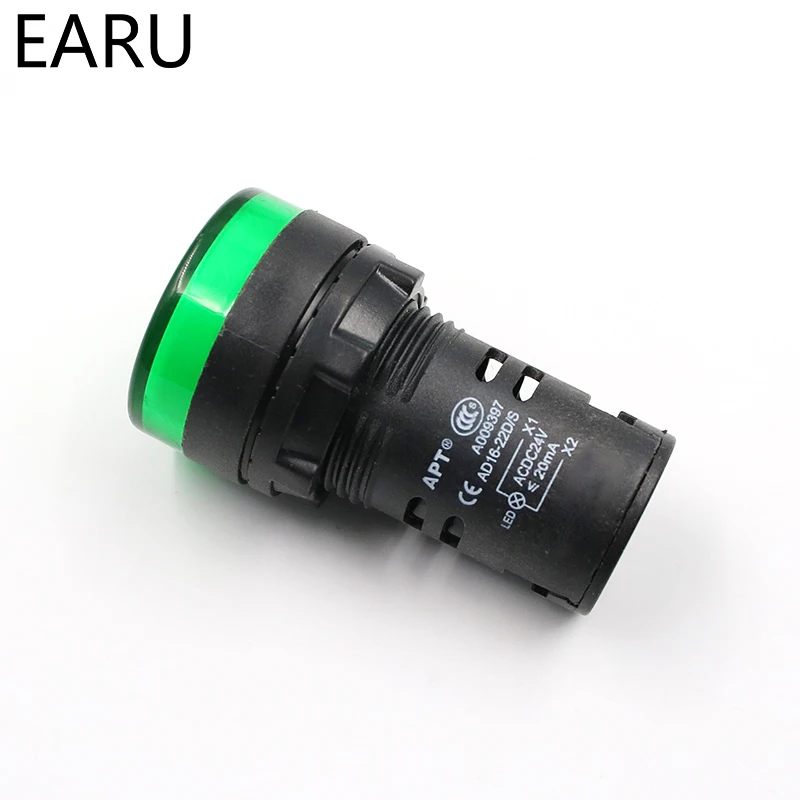 Đèn Báo Tín Hiệu Đèn Sáng Chống Nước Ad16-22ds 22Mm AC/DC 12V 24V 110V 220V 380V Xanh Đỏ Vàng Xanh Dương Trắng Bóng Đèn LED 20mA