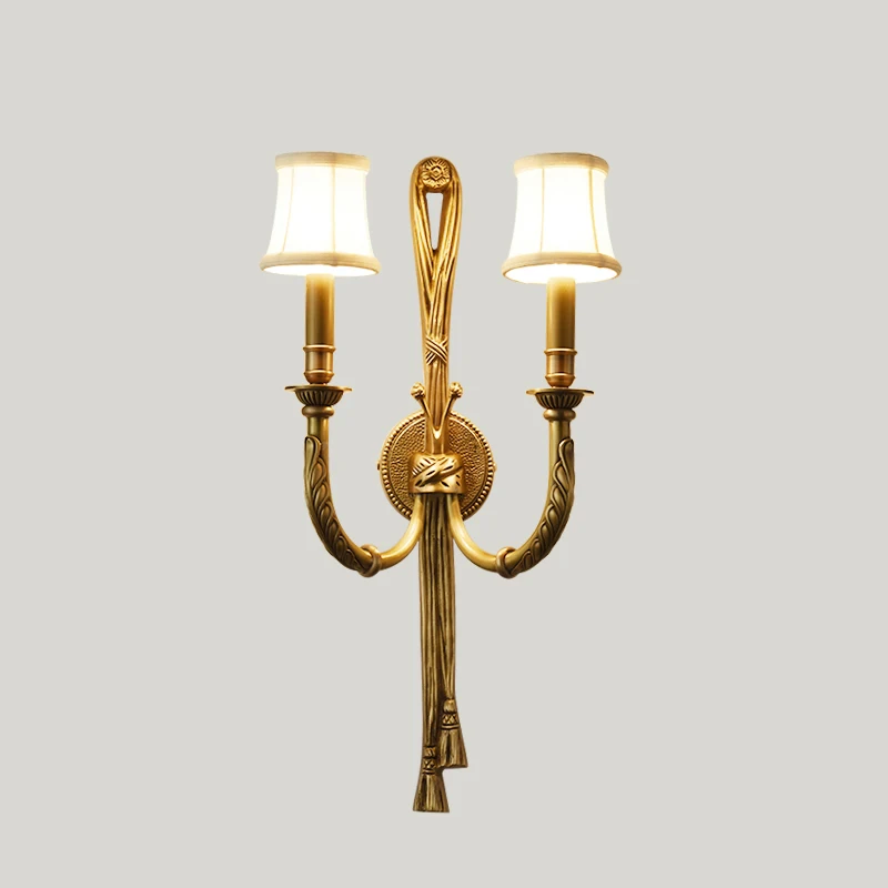 American All Copper Wall Lamp Two Arm Lampara De Pared Dormitorio Indoor Wall Lights Loft Corridor Living Room Lighting Fixture