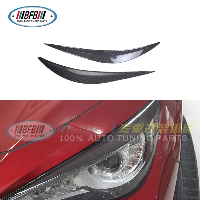 

BFB 2PCS Headlight Front Lamp Eyebrows Front Eyelips Cover Trim Real carbon add on style For Infiniti Q50 2015-2017