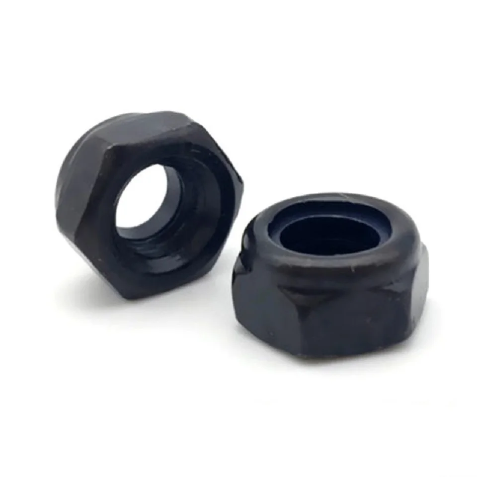 

500PCS M2 M2.5 M3 M4 M5 M6 M8 M10 M12 DIN985 GB889.2 Black 304 stainless steel Nylon Self-locking Hex Nuts Locknut Slip Lock Nut