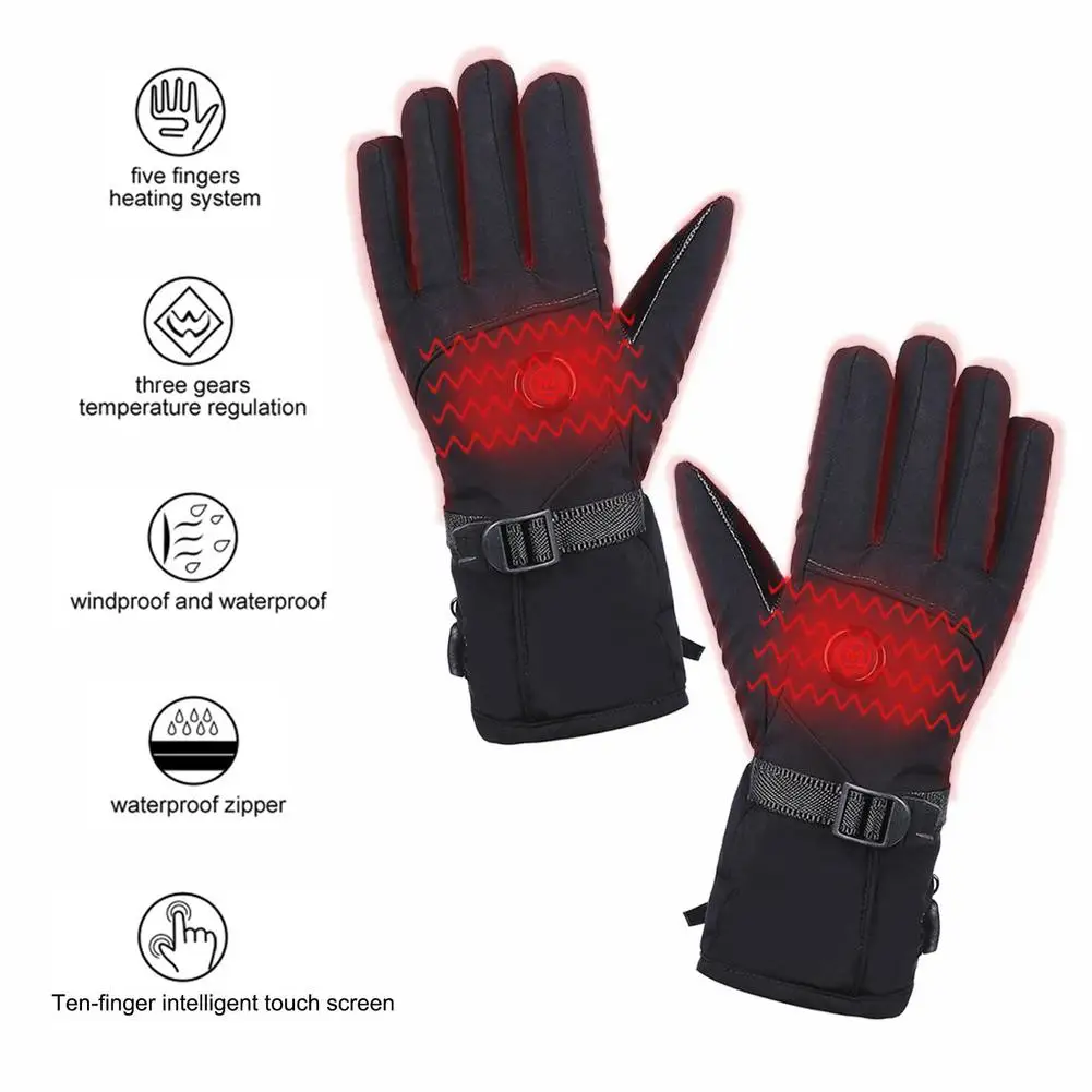 Heated Gloves Motorcycle Gloves Waterproof Heated Guantes Moto Touch Screen Battery Powered Motorbike Racing Riding Gloves