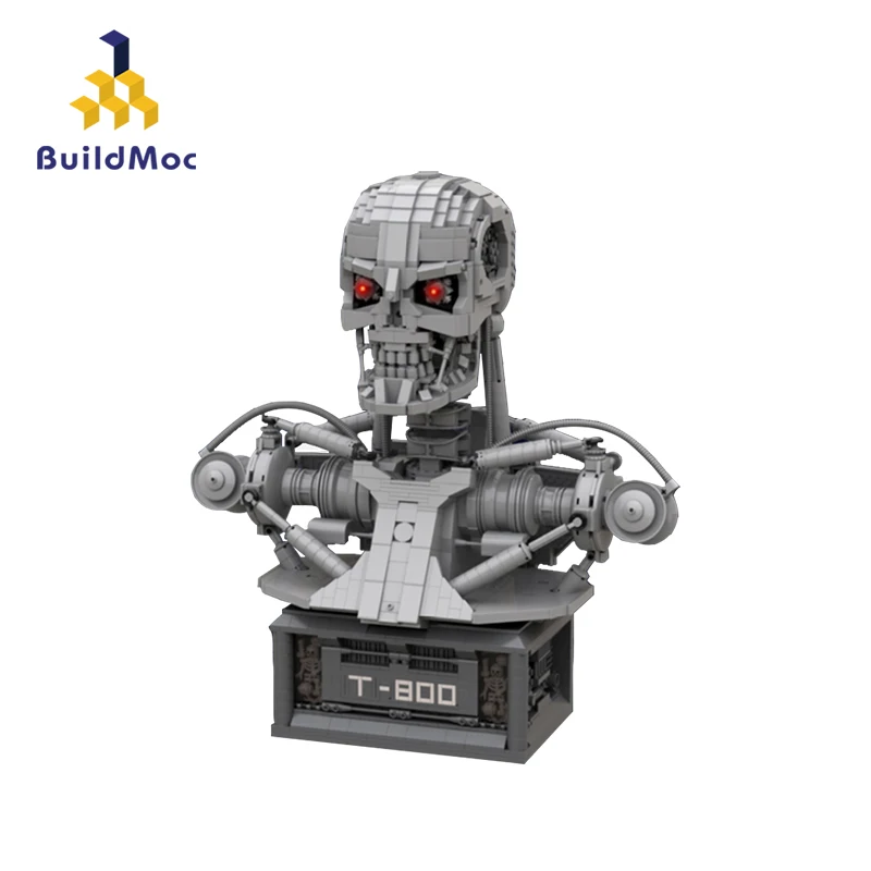 BuildMOC Terminator 800Bust Bust 20570 Block Set Statue Model With Motor Building Blocks Town Classic Brand Kids DIY Toys