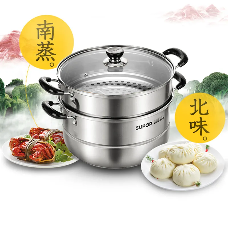غلاية سوبور المنزلية 304 الفولاذ المقاوم للصدأ صغيرة مزدوجة متعددة 3 الثلاثي سميكة كبيرة باخرة التعريفي طباخ الغاز