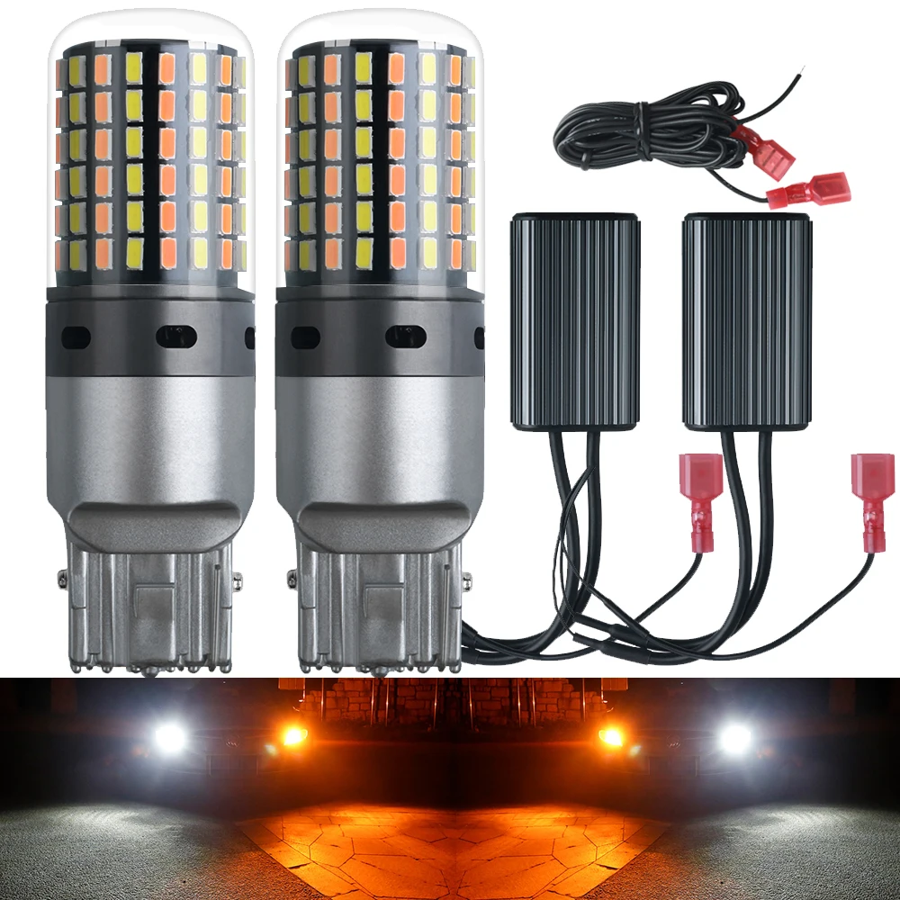 

2X T20 W21W WY21W 7440 BA15S BAU15S 1156 3014 120SMD Автомобильный светодиодный дневной светильник тумана светильник поворотные парковочные DRL внешний светильник 12V