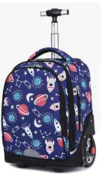 Mochila escolar con ruedas para niños y adolescentes, bolsa de viaje con ruedas, equipaje rodante, 18 pulgadas