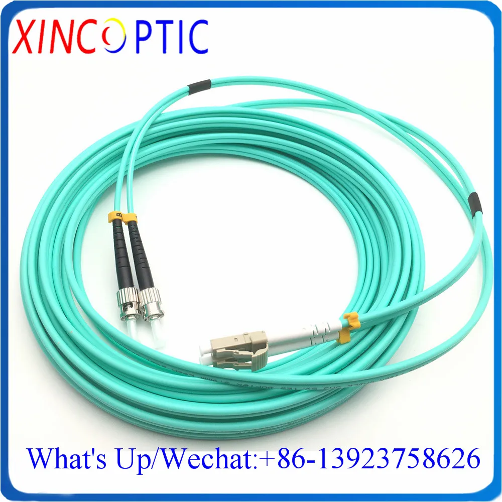 ST-LC OM3 Duplex 10M Fiber Patch Cord,ST/UPC-LC/UPC MM(OM3-150),DX,3.0mm,6/7/8/10M,Aqua LSZH Jacket,Fiber Optic Patch Cord Cable