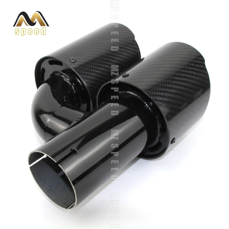 Car styling Modified exhaust pipe muffler tail throat 304 stainless steel and carbon fiber double outlet tail pipe