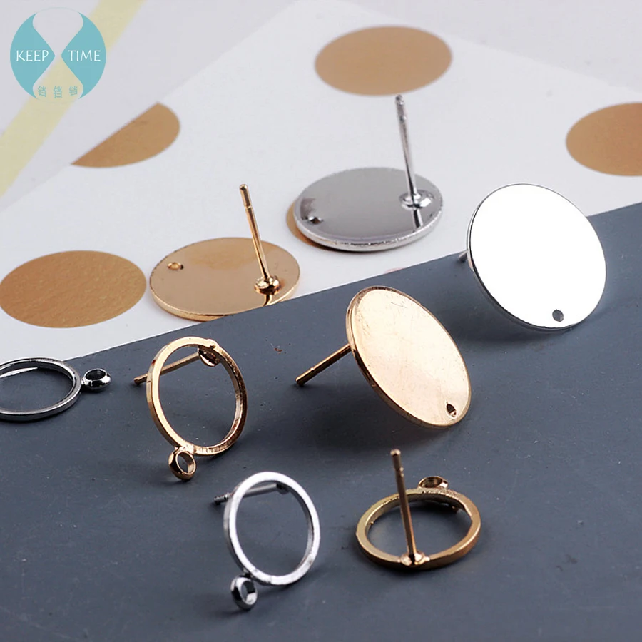 Copper DIY handmade earrings long temperament Korean fashion simple round earrings earrings accessories material