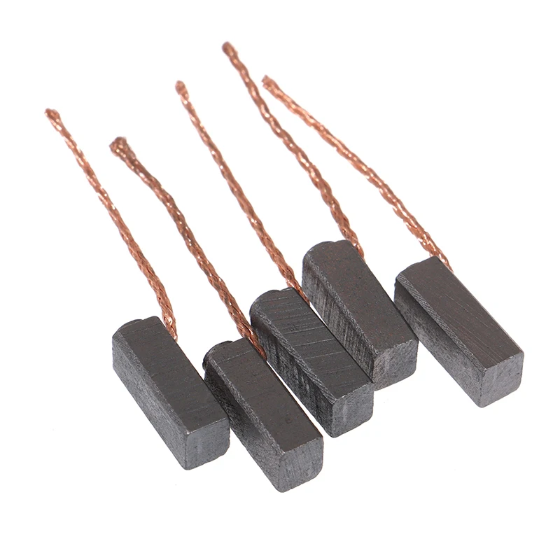 10pcs Conductive Copper Carbon Brushes Wire Leads 5*6*14mm for Generator Generic Electric Motor Durable Mini Carbon Brushes