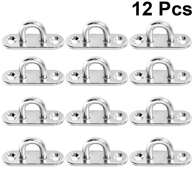 12pcs M5 U shape 304 Stainless Steel M5 Ceiling Wall Mount U Hook Anchor Hanger with Self-tapping Screws for Yoga Swing Strap