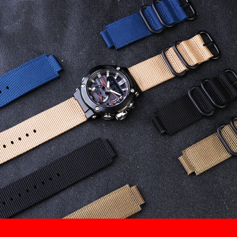 Nylon Watch Strap 24 * 16mm modified Canvas watchband  for gst-b200 series special watch chain outdoor  sweat  proof nylon strap