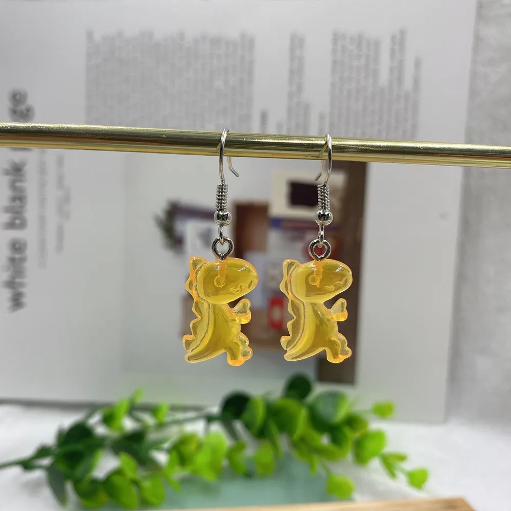 Cartoon Cute Resin Earrings Colorful Animal dinosaur Quality Drop Earrings for Girls Women Children Birthday Gift Lovely Jewelry