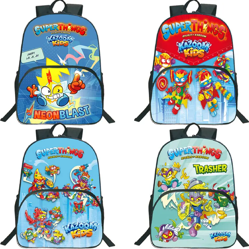 Game Superzings Backpack 16 Inch Boys Girls Bookbag Cartoon Daypack SuperThings School Bags Students Travel Bags Zipper Rucksack