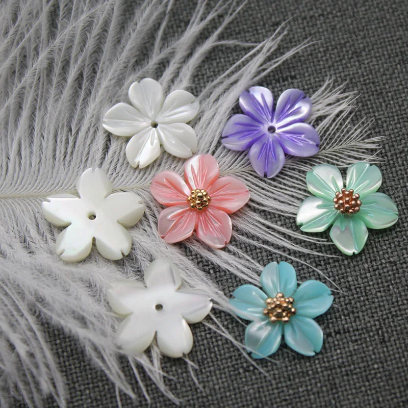 

Natural Shell Beads DIY Jewelry Making Bracelet Hair Clips Brooch Earrings Charms Accessories Horseshoe Pentagonal Thorn Flower