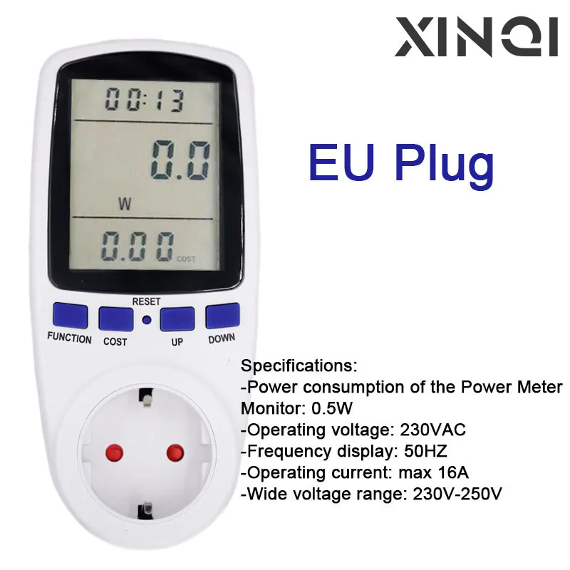 Electricity Usage Monitor Plug Power Meter Energy Watt Voltage Amps Meter with Digital LCD Display Modes for Energy Saving