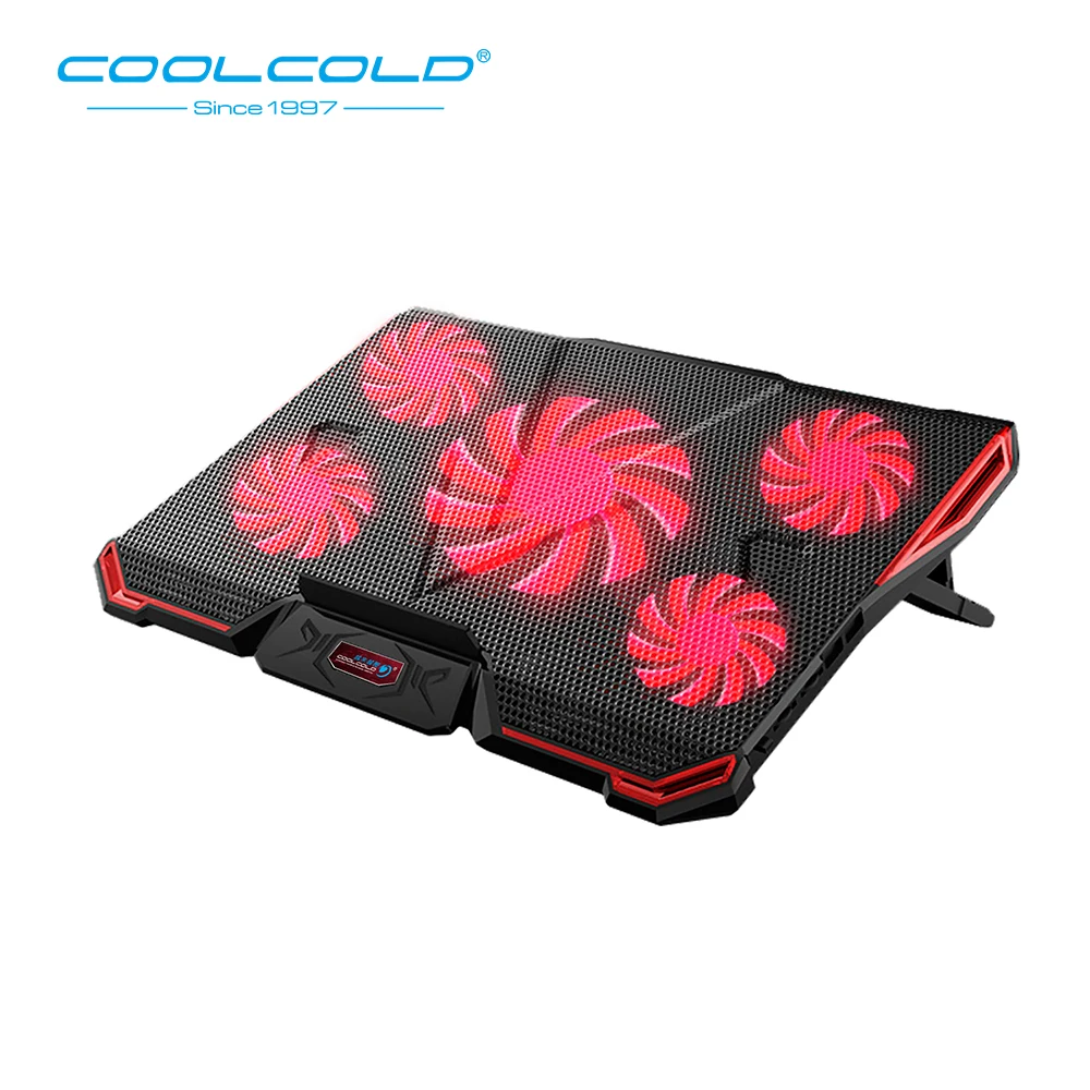PADS COOLCOLD di Gioco Del Computer Portatile del dispositivo di Raffreddamento Cinque Ventole Schermo A Led 2 USB Muto Del Computer Portatile Notebook Pad Di Raffreddamento Del Basamento Per 12-17 pollici Del Computer Portatile Macbook