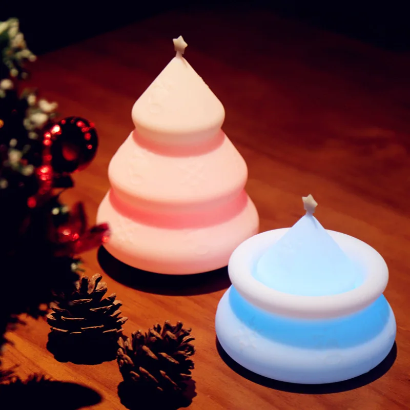 Colorful Christmas Tree Night Lamp 7-color Pat Touch Color-changing Eye Protection Bedroom Bedside Nightlight Gift Children