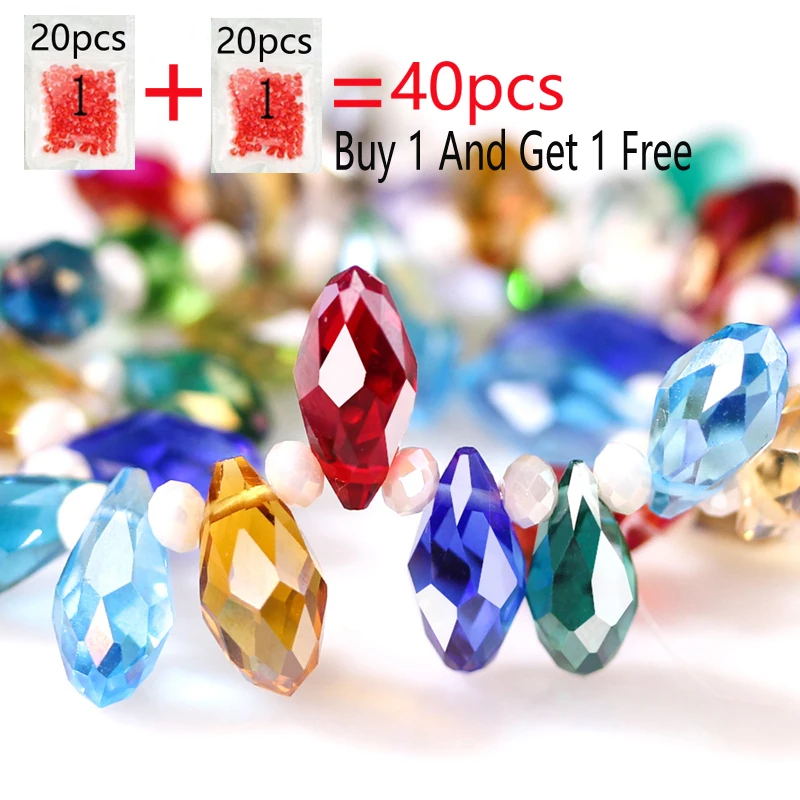 Austria Multicolor Glass Teardrop Beads For Jewelry Making Necklace Diy Accessories Faceted Crystal Briolette Beads Wholesale