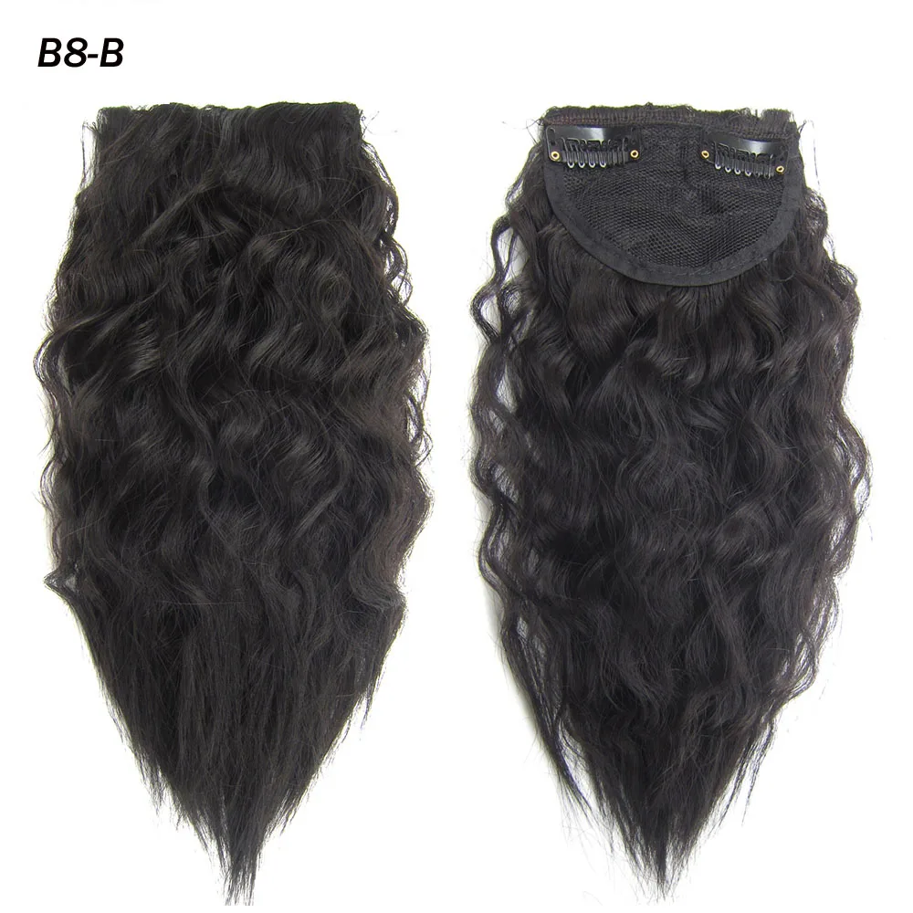 Jeedou Synthetic Short Kinky Curly Hair Extension With 2Clips One Piece Clip in Hair Black Light Brown Hairpiece