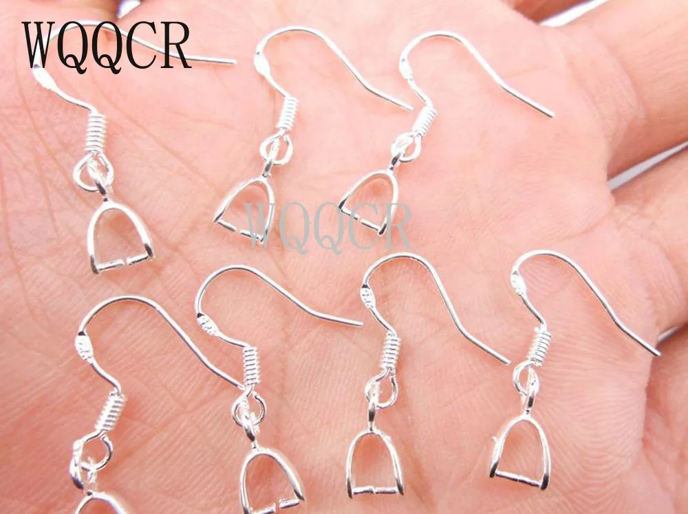 

Wholesale 100PCS 15mm Plain 925 Silver colorHooks Earrings Jewelry Findings Pinch Bail Soft 925 Stamped silver Earring Earwire