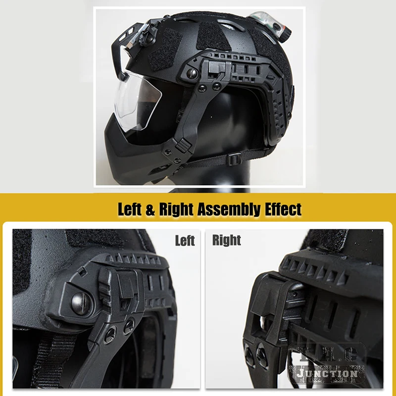 Tactical Mandible Guard Protector Half Mask w/ Side Rail Universal Foldable Guide Half Face Mask For FAST MICH MARITIME Helmet