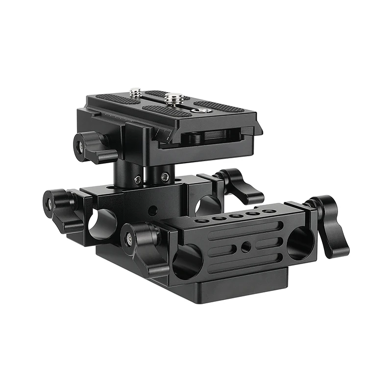 CAMVATE Tripod Mount Plate Camera Baseplate With Dual 15mm Rod Rail Clamp For DSLR Camera Shoulder Mount 15mm Rod Support System