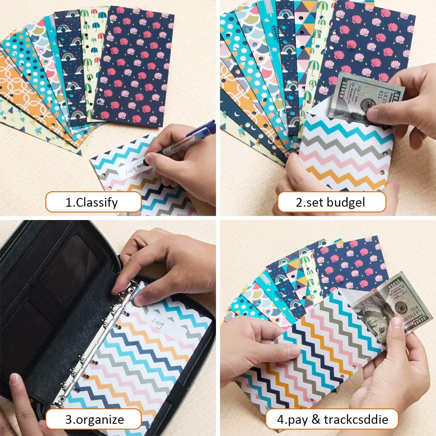 Cash Budget Envelope Wallet System Budget Sheets Envelopes Binder Notebook for Budgeting and Money for Fashion Women Girls