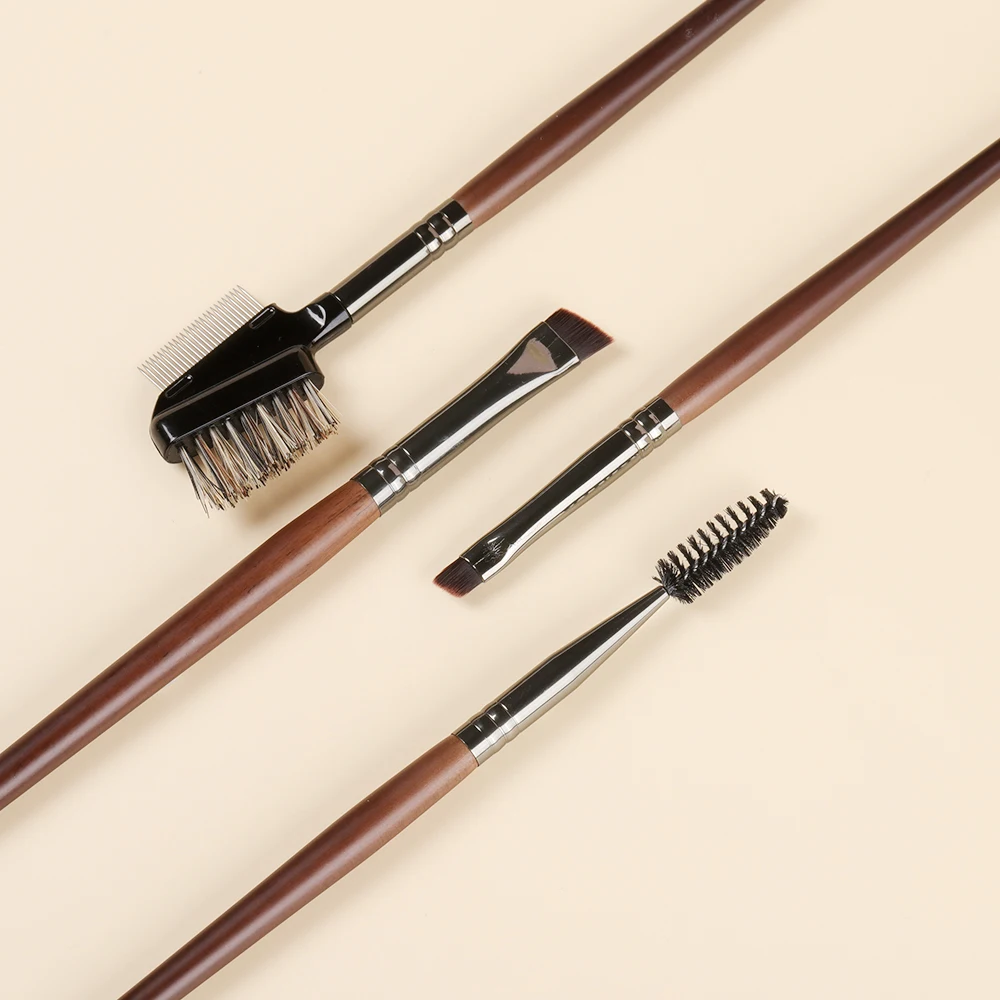 OVW 4PCS Set Angled Eyebrow Eyeliner Brush And Spiral Eyebrows Makeup Brush Wood Handle Dual Comb Beautiful Eye Cosmetic Tools