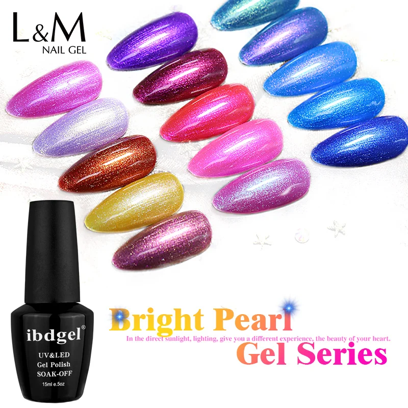 

15Pcs ibdgel Bright Pearl Gel color Series UV LED Soak off nail polish Art High quality shining Nail Gel polish brand wholesale