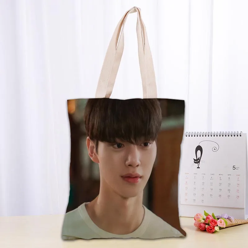 KPOP Nevertheless Song Kang Tote Bag Cotton Cloth Shoulder Shopper Bags for Women Eco Foldable Reusable Shopping Bags 0719