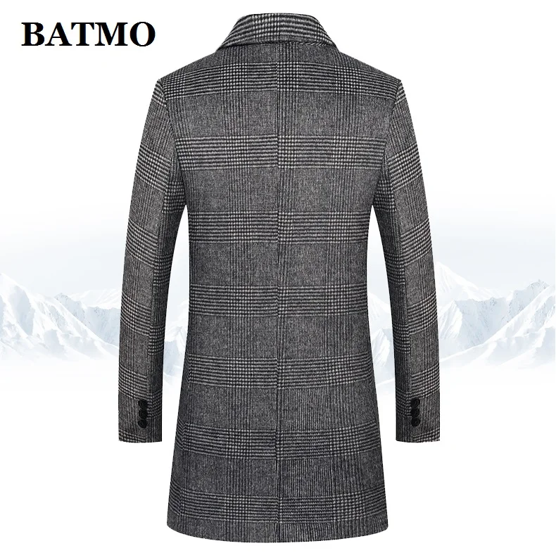 BATMO-gabardina de lana a cuadros para hombre, abrigo de otoño e invierno, M-5XL 2023, novedad de 2975