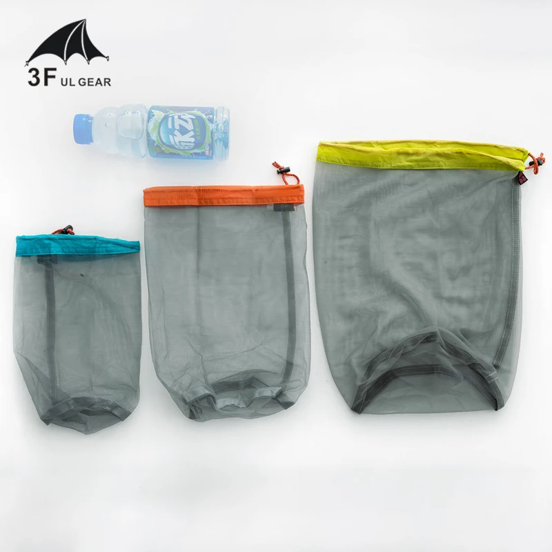 3F UL GEAR 3 size 28*13cm/36*17cm/45*20cm Ultra-light PU Coating Camping Outdoor Mesh Bag