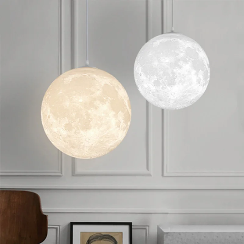 Modern Led Pendant Lights Moon Creative Nordic Hanging Lighting Fixtures Restaurant Bar Kitchen Living Bedroom Round Ball Lamps