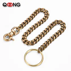 39cm Long Solid Pure Brass Trouser Jean Wallet Chain Keychain For Motorcycle Biker Trucker Apparel Matching Jewellery Shellhard