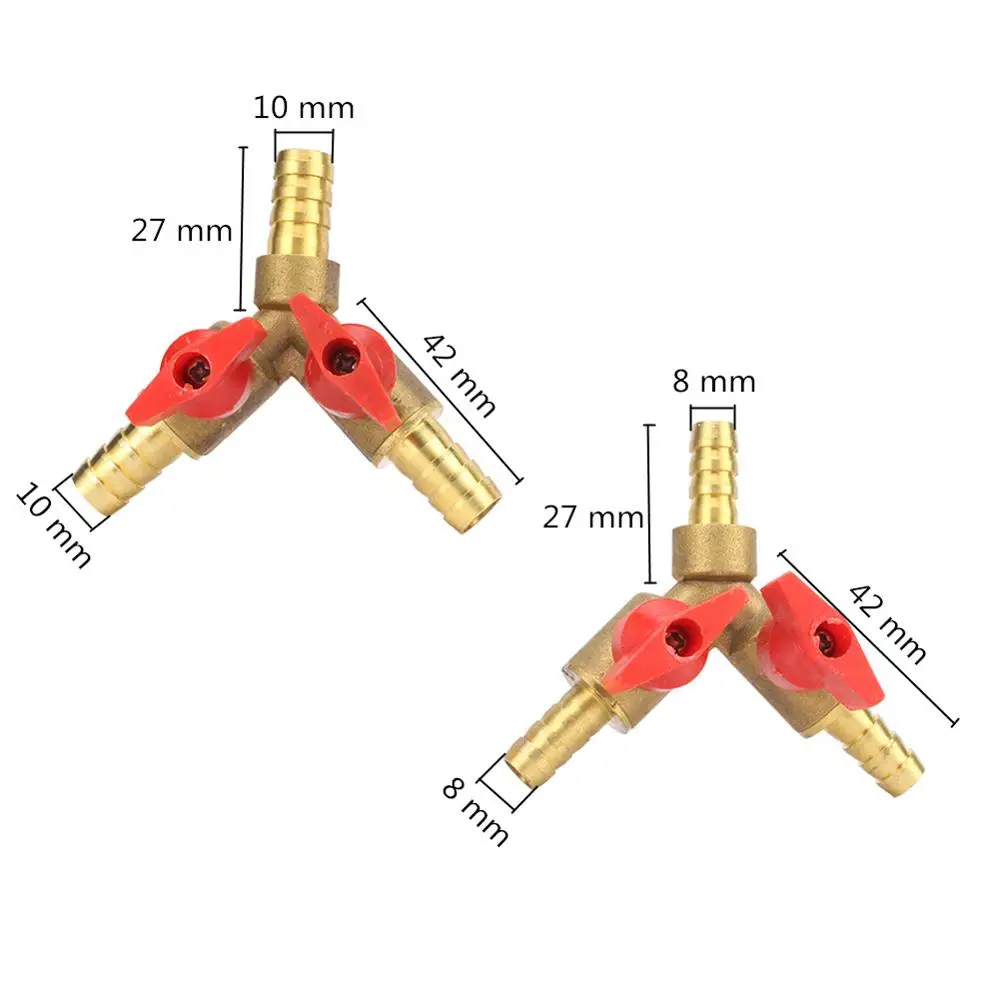 8mm 10mm Barbed Connection Y Shape Brass Valve Irrigation Water Pipe Hose Splitter Valve Gas Pipe Water heater Water Controller