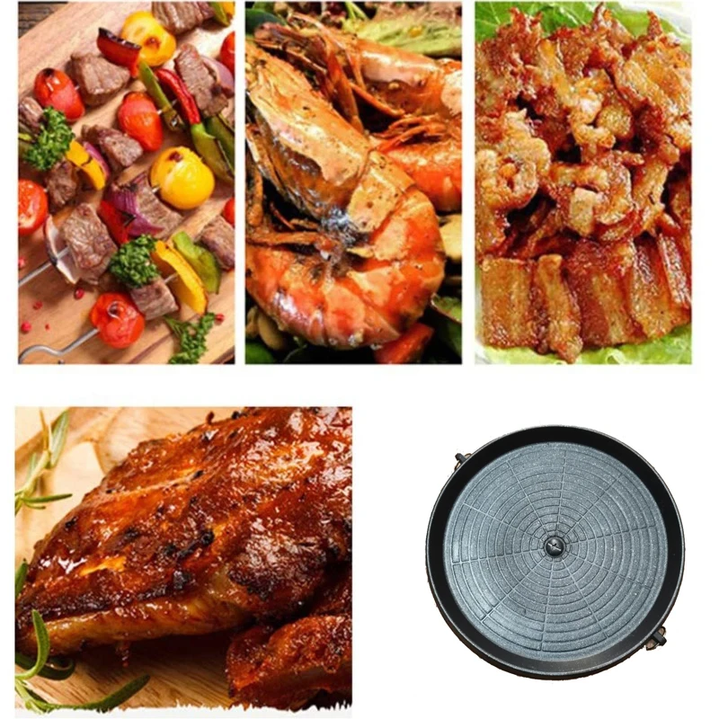 Korean Grill Pan Non-stick Bakeware Smokeless Barbecue Tray Stovetop Plate for Indoor Outdoor Beach Party Camping BBQ Grilling